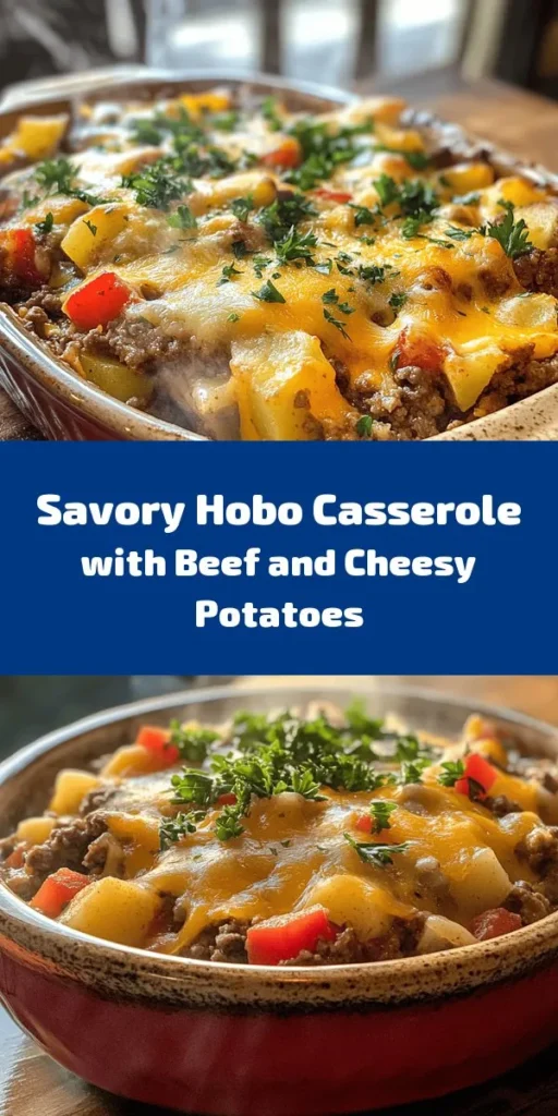 Cozy up with this delicious Hobo Casserole featuring ground beef, potatoes, and vibrant veggies! This easy-to-make dish combines hearty ingredients like diced potatoes, green beans, and cheddar cheese, all baked to perfection. Perfect for family dinners or meal prep, it’s ready in just about an hour. Garnish with fresh parsley for a pop of color and serve hot for a satisfying meal everyone will love. Try this comforting recipe today!