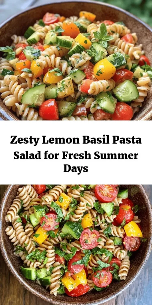 Brighten up your meal with this refreshing Lemon Basil Pasta Salad! This quick and easy recipe combines whole grain pasta with cherry tomatoes, cucumbers, and bell peppers, all tossed in a zesty lemon dressing. Fresh basil and parsley add a burst of flavor, while optional nutritional yeast gives it a cheesy kick. Perfect for picnics, meal prep, or a light lunch. Chill, serve, and enjoy the deliciousness!