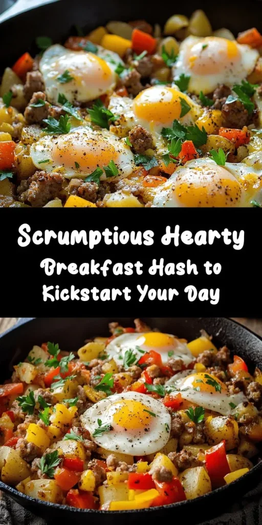 Kickstart your day with this delicious Hearty Breakfast Hash! Packed with diced potatoes, colorful bell peppers, and savory breakfast sausage, this one-skillet meal is perfect for a filling breakfast. Topped with perfectly cooked eggs, this recipe is not only easy to make but also customizable with your favorite toppings like cheese, avocado, or hot sauce. Get ready to enjoy a comforting breakfast that the whole family will love!