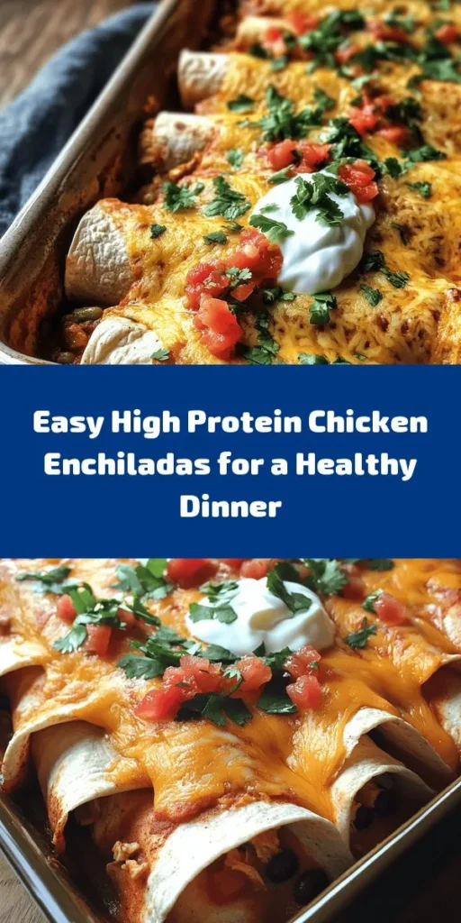 Looking for a delicious and healthy dinner idea? Try these High Protein Chicken Enchiladas! Packed with shredded chicken, black beans, and creamy Greek yogurt, this recipe is as nutritious as it is tasty. Wrapped in whole wheat tortillas and topped with melted cheese, they come together in just 30 minutes. Perfect for weeknight meals or meal prep! Don’t forget to customize with your favorite salsa. Enjoy a guilt-free, flavor-packed feast!