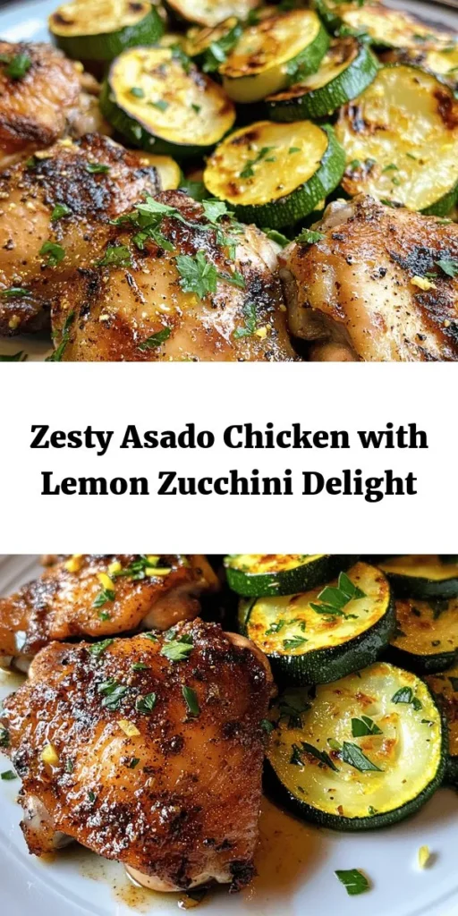 Looking for a delicious and vibrant meal idea? Try this Asado Chicken paired with zesty sautéed lemon zucchini! Marinated in a blend of spices, the chicken thighs become tender and packed with flavor, while the lemon zucchini adds a fresh and citrusy kick. Perfect for grilling or baking, this dish is not just tasty but also easy to prepare. Serve it up for a weeknight dinner that’s sure to impress! Don't forget to garnish with fresh cilantro and parsley for an extra splash of color!